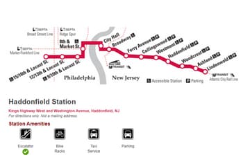 Patco map of Haddonfield Station